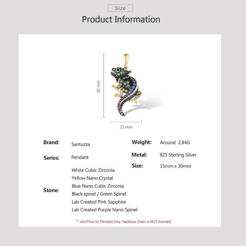 Santuzza 925 Sterling Silver Animal Gemstone Pendant for Women - Image 4